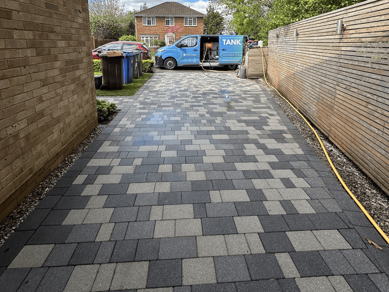Charcoal block paving after cleaning