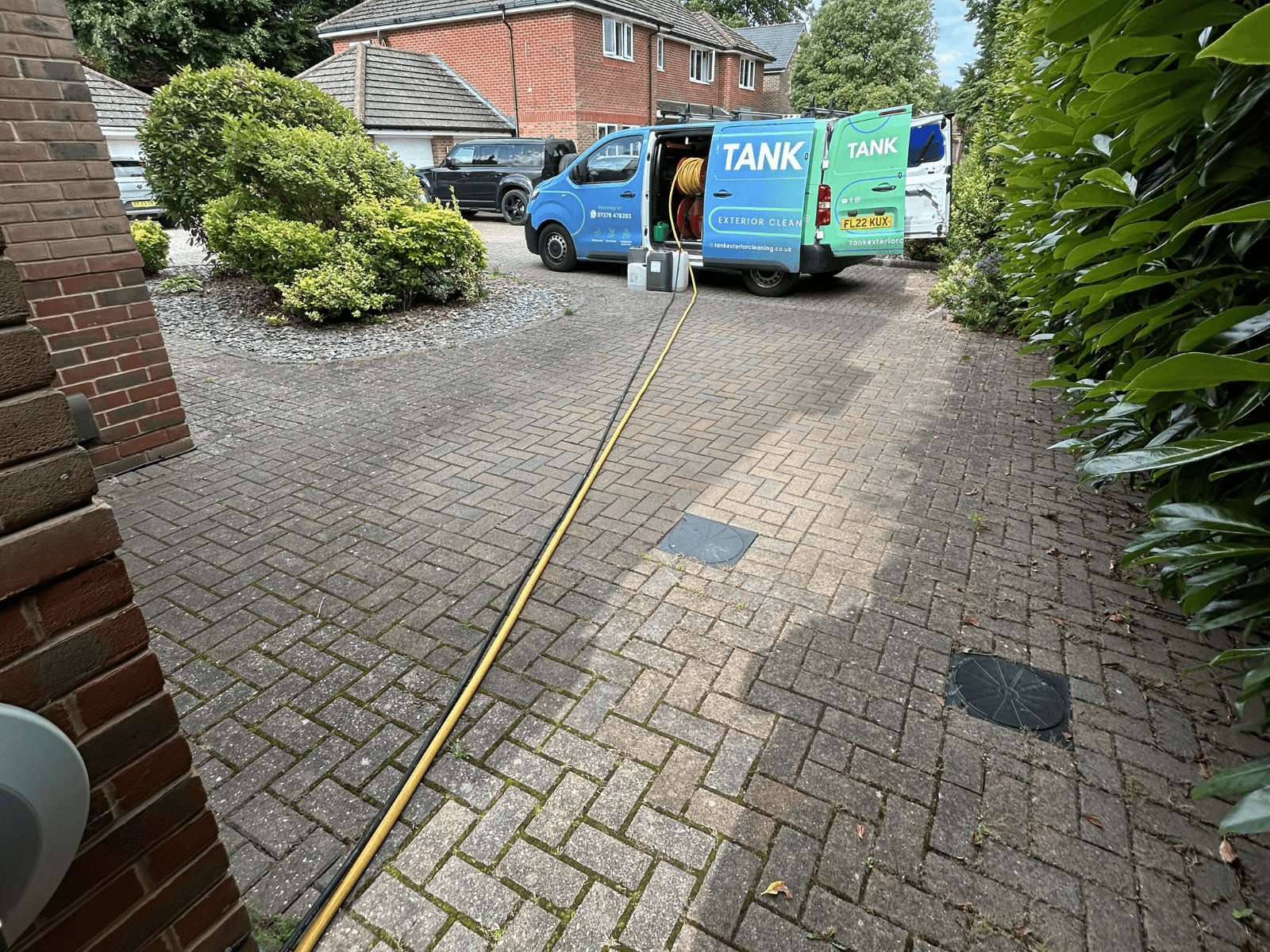 Block paving driveway before cleaning