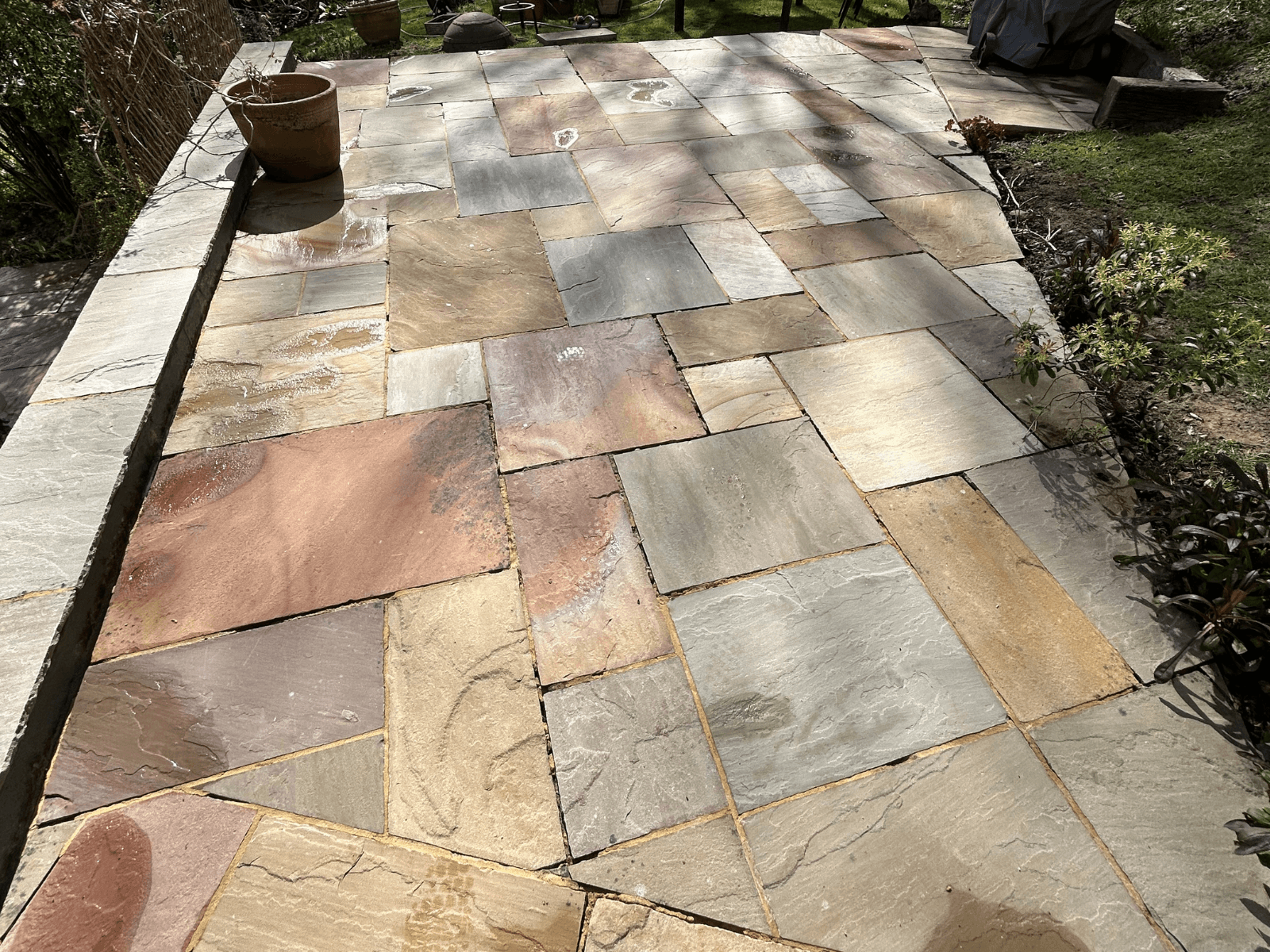 Indian sandstone patio after cleaning