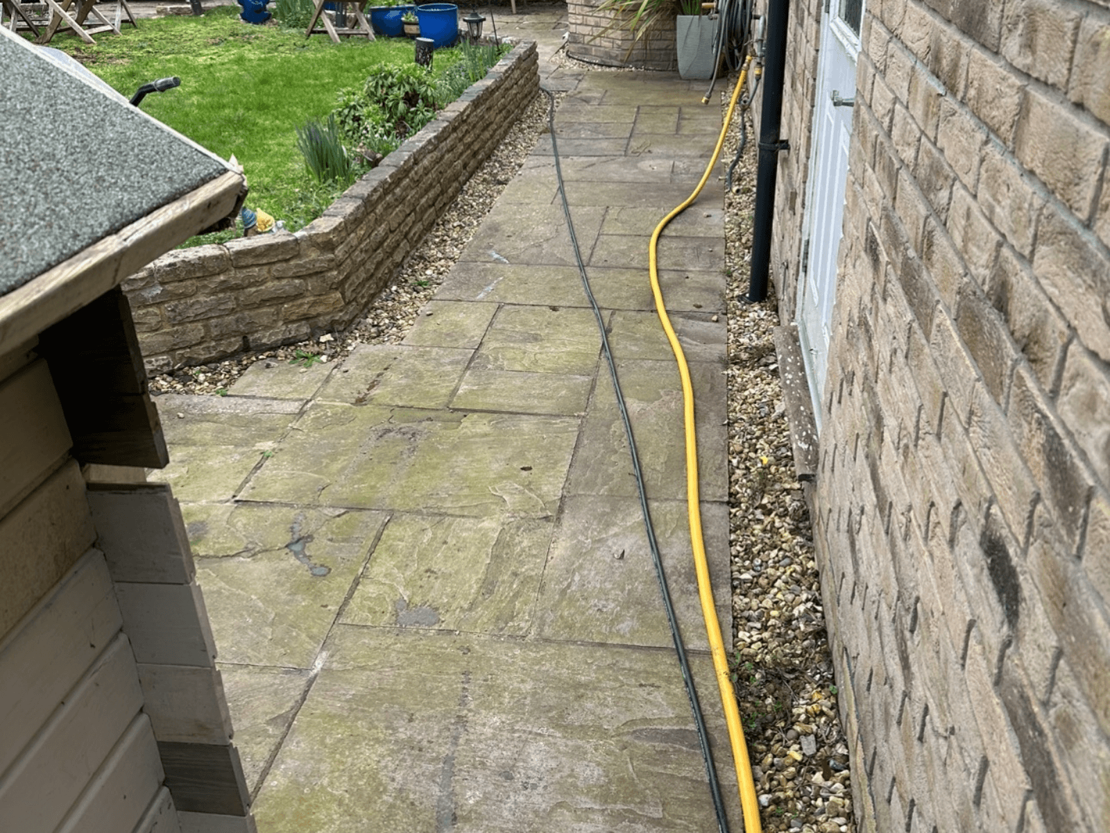 Sandstone path before cleaning
